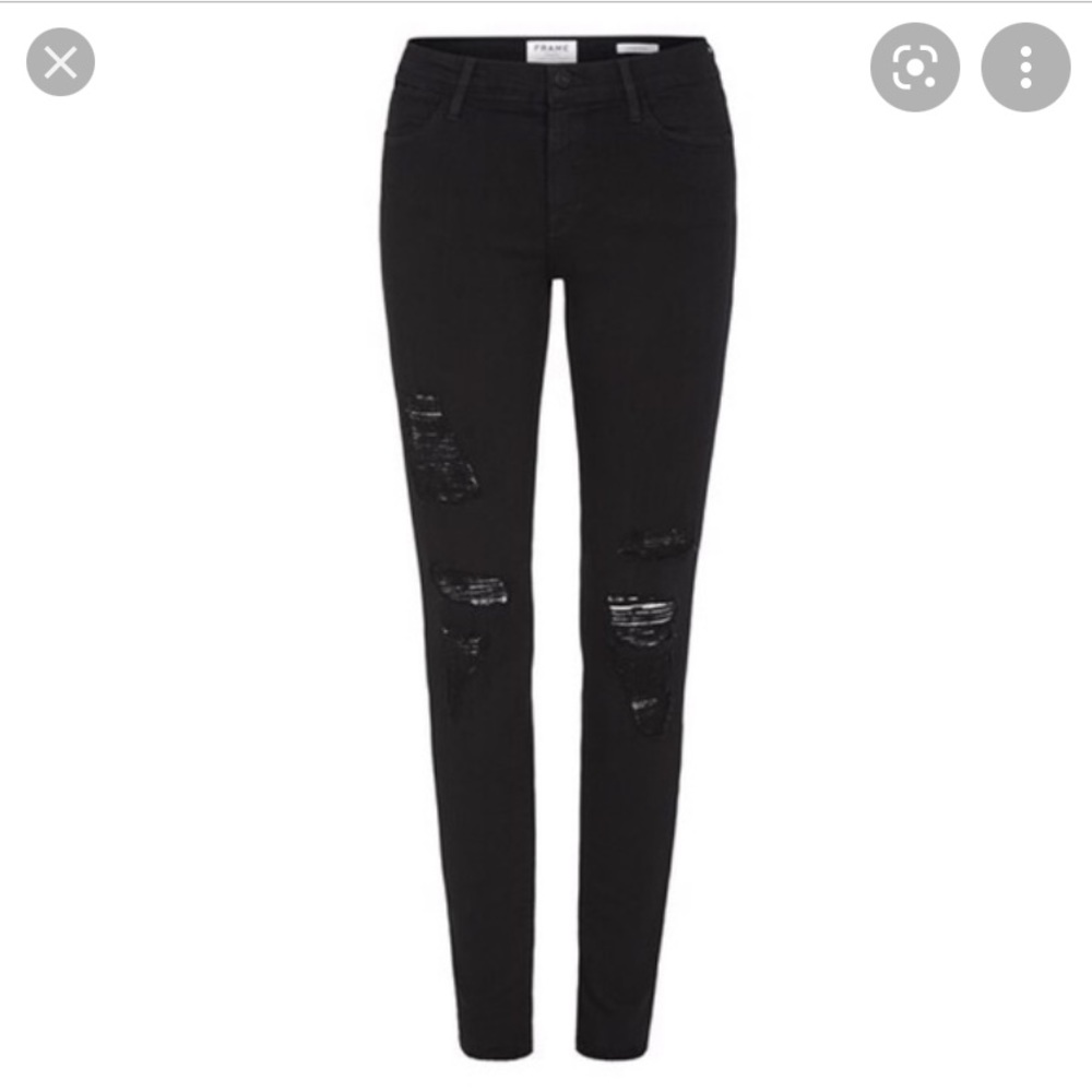 Frame Skinny Distressed black jeans